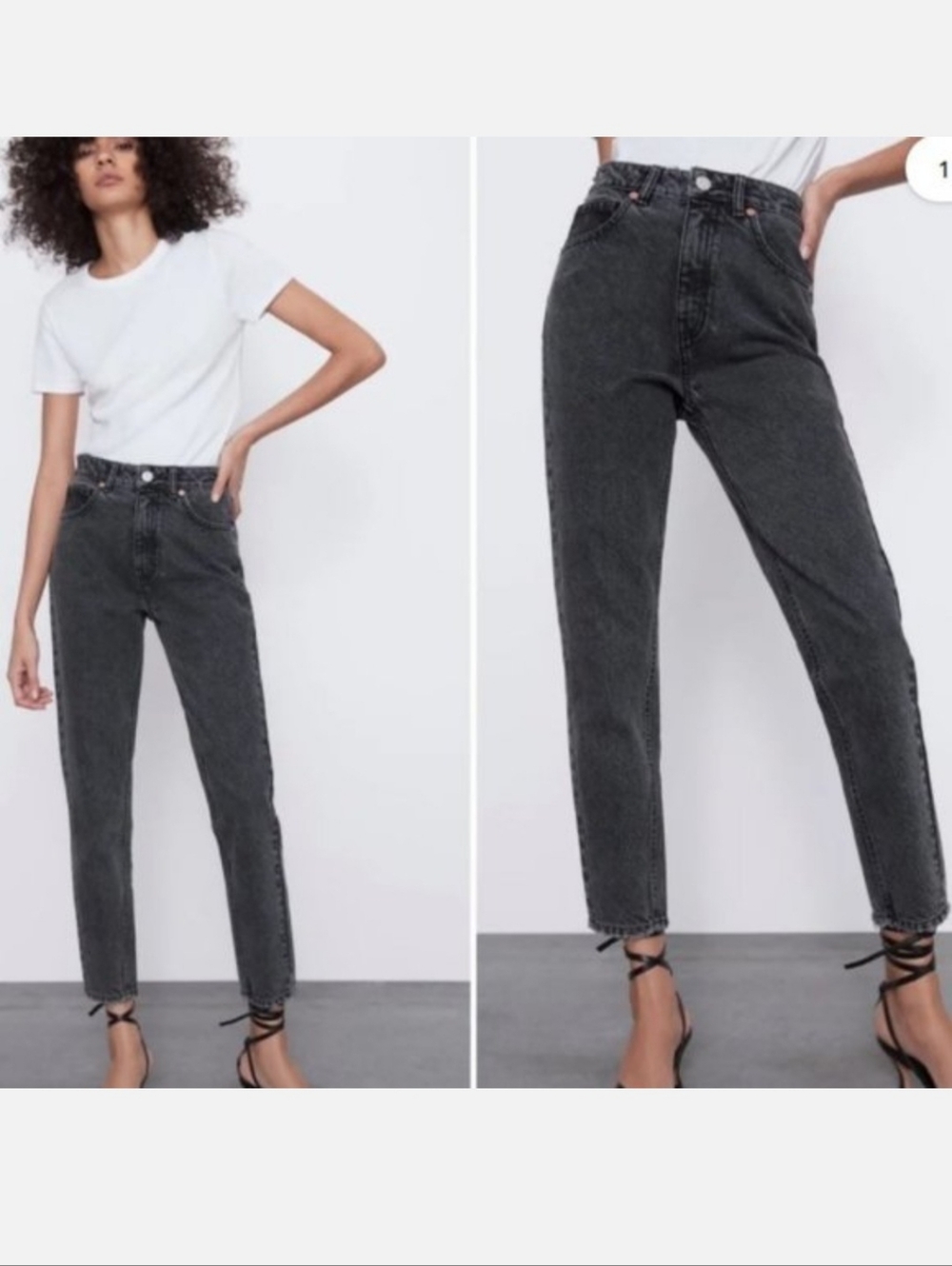 Zara Women's Signature Denim The 90s Mom Fit Hgh Waist Ankle Jeans Vintage Black